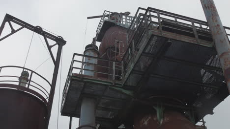 Low-angle-view-of-setup-of-Völklingen-Ironworks-in-Saarbrucken,-Germany