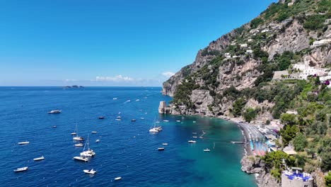 Aerial-view-along-the-coastal-line-of-Amalfi,-Campania-Region,-Italy,-Europe