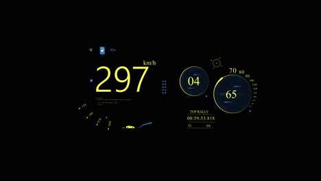 Speedometer-with-increasing-speed-on-futuristic-Hud-dashboard