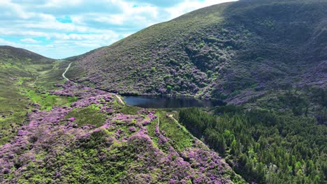 Irlanda-Lugares-épicos-Sombra-De-Drones-Arrastrándose-Sobre-Las-Montañas-El-Paso-En-V-Entre-Waterford-Y-Tipperary-Espectacular-Paisaje-Y-Luz