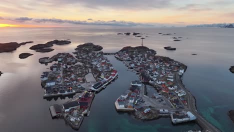 Aerial-view-of-Lofoten-Islands-beautiful-landscape-during-winter