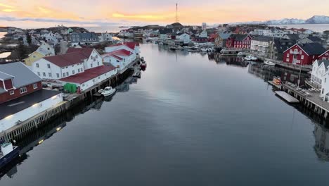 Aerial-view-of-Lofoten-Islands-beautiful-landscape-during-winter