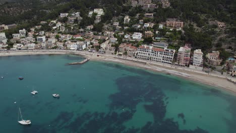 Village-And-Port-Town-Of-Port-de-Sóller-In-Balearic-Islands,-Mallorca-Spain