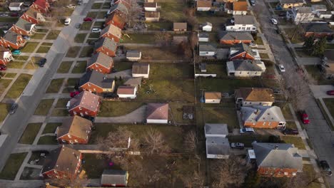 Residential-Neighborhood-in-Lincoln-Park,-Detroit,-Michigan,-USA-in-Aerial-View