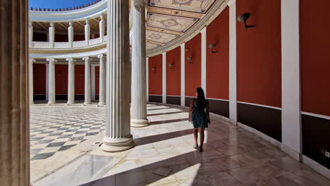 A-tourist-is-visiting-the-Zappeion-Hall-in-Athens,-Greece