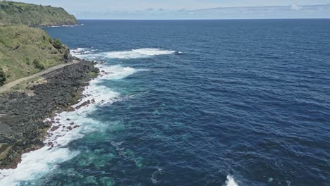 Rocky-coast-of-Santo-Antonio,-Sao-Miguel-of-Azores-islands