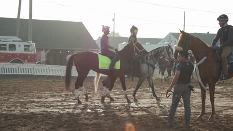 Footage-of-Catching-Freedom,-a-contender-for-the-Kentucky-Derby,-during-morning-workouts-at-Churchill-Downs,-gearing-up-for-the-big-race