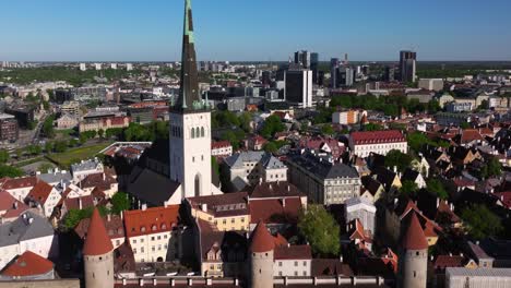 Amazing-Aerial-Shot-Above-Walls-of-Tallinn,-St