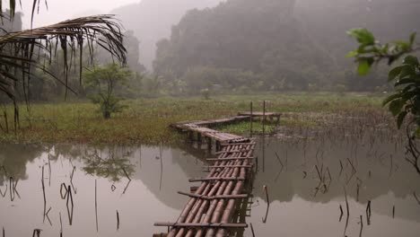 Bambusbrücke-über-Das-Wasser-In-Der-Bergregion-Von-Ninh-Ninh-Im-Norden-Vietnams