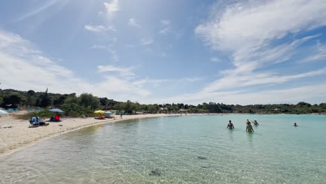 Clean-blue-flag-beaches-of-Halkidiki-Peninsula,-Greece