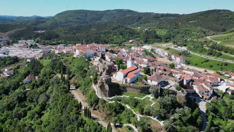 Fortified-Castle-in-Peneda-Geres-National-Park,-North-Portugal---Aerial-4k