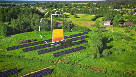 Solar-panel-farm-generating-renewable-energy---concept:-power-saving-solution