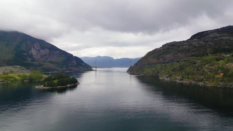 Wide-shot-of-bridge-between-two-hills