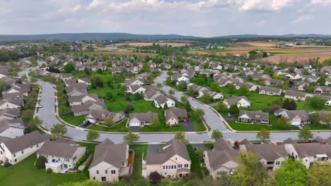 New-developed-housing-area-neighborhood-in-american-suburb