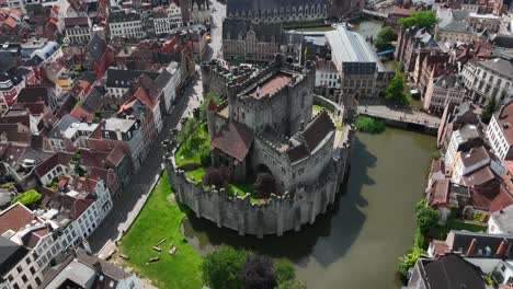 Gravensteen-Castle,-East-Flanders,-Ghent,-Flemish-Region,-Belgium,-June-2022