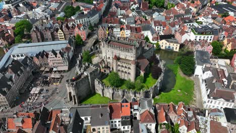 Gravensteen-Castle,-East-Flanders,-Ghent,-Flemish-Region,-Belgium,-June-2022