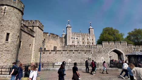 Tourists-Walking-In-Front-Of-Traitor's-Gate-Sightseeing-The-Tower-Of-London-During-Daytime