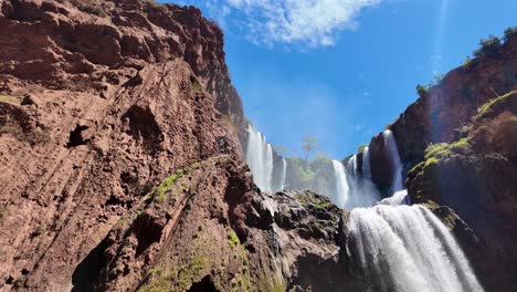 Waterfall-up-close,-tall-Ouzoud-Falls-central-Morocco,-Africa