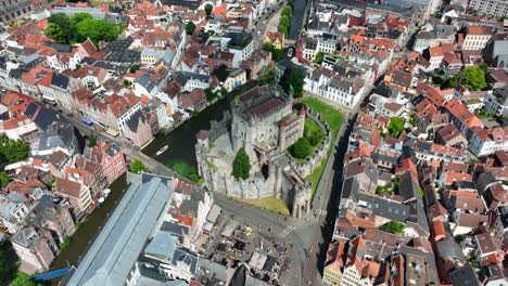 Gravensteen-Castle,-East-Flanders,-Ghent,-Flemish-Region,-Belgium,-June-2022