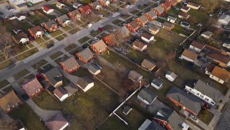 Lincoln-Park,-Michigan,-USA-displaying-neighborhood-layout-and-infrastructure-in-Aerial-tilt-Up-shot