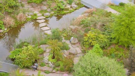 Top-view-of-pond-of-"Jardin-extraordinaire"-in-Nantes,-France