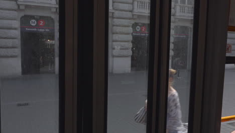 View-Through-Tram's-Door-Navigating-On-Tramway-In-Budapest,-Hungary