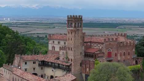 Castello-di-Camino,-a-famous-castle-in-Italy,-noted-for-its-tall-medieval-tower-and-visiting-dignitaries