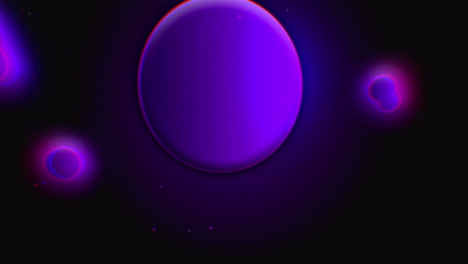 An-epic-retro-styled-animation-of-spheres-moving-on-a-dark-background-with-dust-particles,-in-4k-30fps-with-noise,-glow,-rgb-split,-lens-distortion,-chromatic-aberration