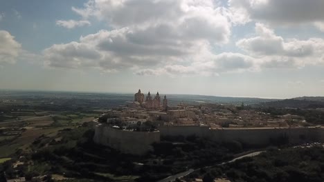 Aerial-views-of-the-medieval-city-of-Mdina,-Malta,-Europe