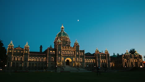 4k-Victoria-BC-Legislative-Parlamentsgebäude-Regierung-Sonnenuntergang-Zeitraffer