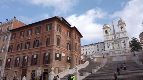 View-on-Spanish-steps,-a-monumental-stairway-in-the-city-center-of-Rome,-capital-of-italy