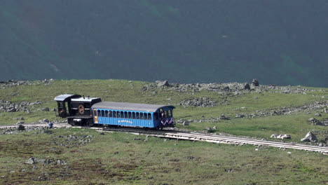 Conway,-New-Hampshire---July-4,-2019:-The-cog-railway-on-Mount-Washington-in-Conway,-New-Hampshire-on-July-4,-2019