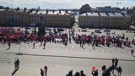 Footage-of-a-working-class-health-workers-protest-in-the-city-of-Helsinki-on-a-cold-winter-day