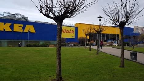 Ikea-in-Budapest,-Hungary-in-winter