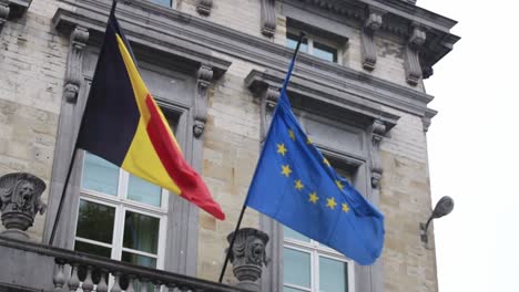 Bélgica---Bandera-De-La-UE-Ondeando-En-Slomo