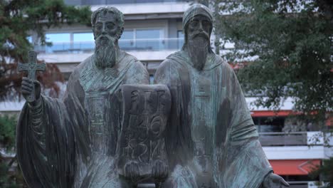 Monument-of-Cyril-and-Methodius-in-Thessaloniki,-Greece