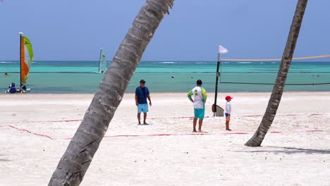 Beach-volleyball--family-playing-sport-on-sand