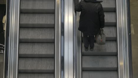 Luftaufnahme-Von-Menschen,-Die-Rolltreppen-Auf-Und-Ab-Fahren