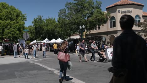 Large-Californian-avenue-where-many-pedestrians-walk-on-the-pedestrian-lanes-of-a-marketplace