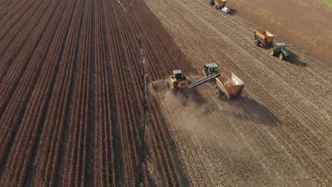 aerial-view-with-a-slight-counterclockwise-rotation-following-a-havester-from-behind-showing-seed-corn-being-picked-for-next-years-planting