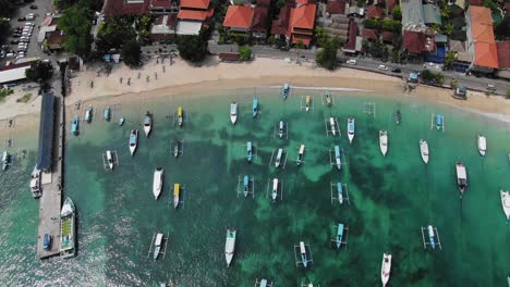 Aerial-Footage-Padang-Bai-Harbor-In-Bali,-Indonesia