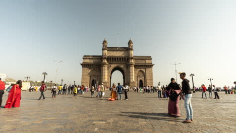 Puerta-De-Entrada-De-La-India,-Punto-De-Referencia-De-Mumbai,-Lapso-De-Tiempo