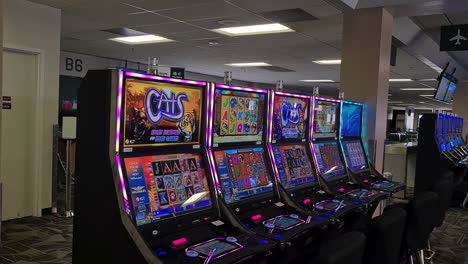 Reno-Nevada-USA,-Gambling-Machines-on-Airport-Departure-Gate