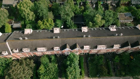 Top-down-aerial-shot-revealing-Amsterdam-Noord's-Meeuwenlaan-housing-block-featuring-1930s-architecture