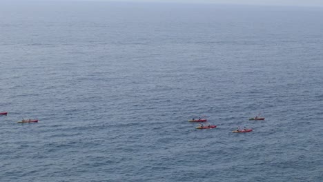 People-kayaking-in-Dubrovnik,-Croatia-water-canoe