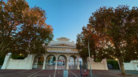 Wide-shot-Gloucester-Park,-horse-racing-venue-Perth,-Western-Australia-entrance