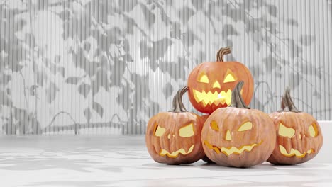 Un-Brillante-Jack-o&#39;-lanterns-En-El-Fondo-Blanco-Festivo-De-Halloween