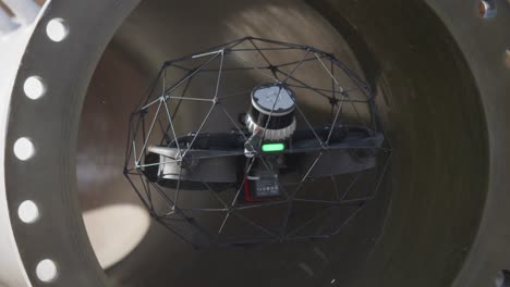 Industrial-drone-camera-visually-inspects-confined-pipe-interior