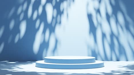 Serene-Blue-Display-Platform-with-Dappled-Light-blue-background