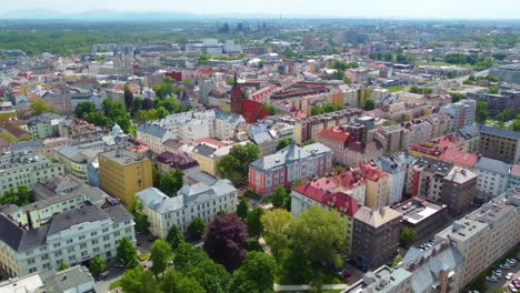 Ostrava-Cityscape-Downtown-District,-Czech-Republic,-Aerial